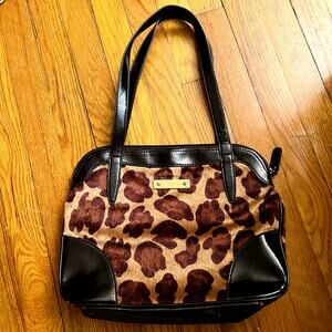 Relic Faux Cowhide & Leather Handbag Brown Gold